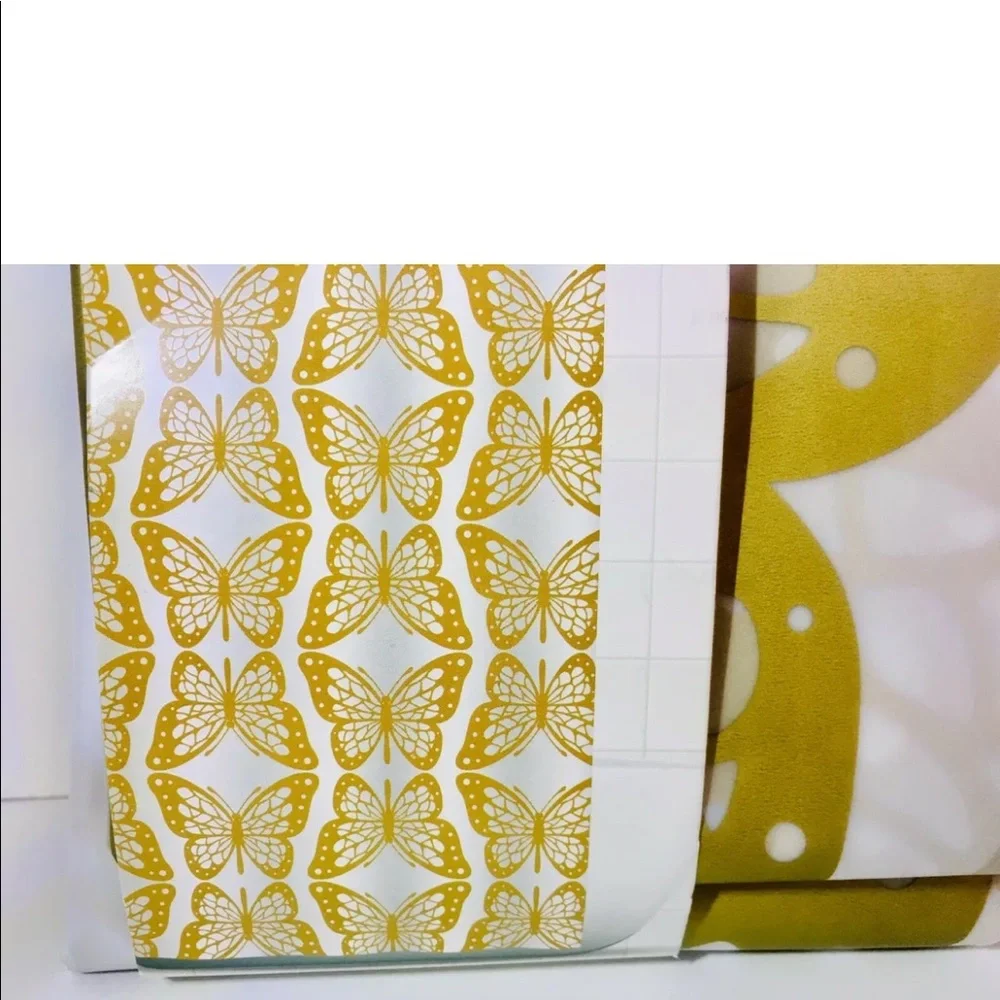 Gold Butterflies Peva Shower Curtain Butterfly Matte Metallic